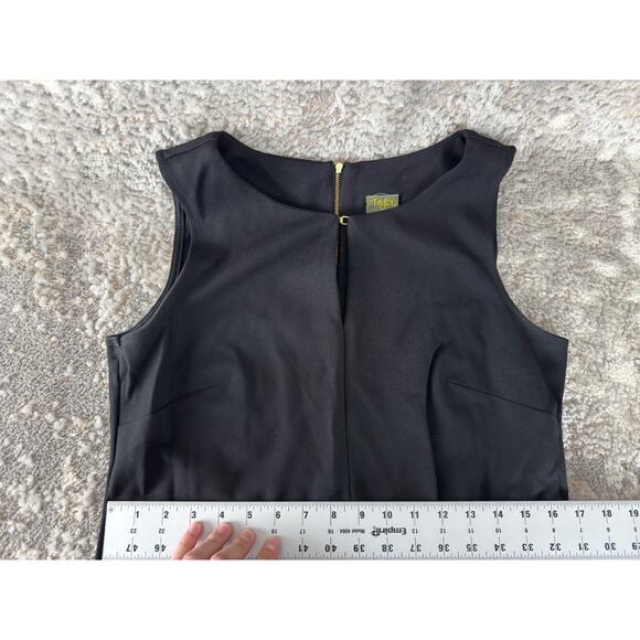 Taylor Size 8 Stretch Mini Sheath Dress Black Sleeveless Zip Round Neck - Picture 7 of 11